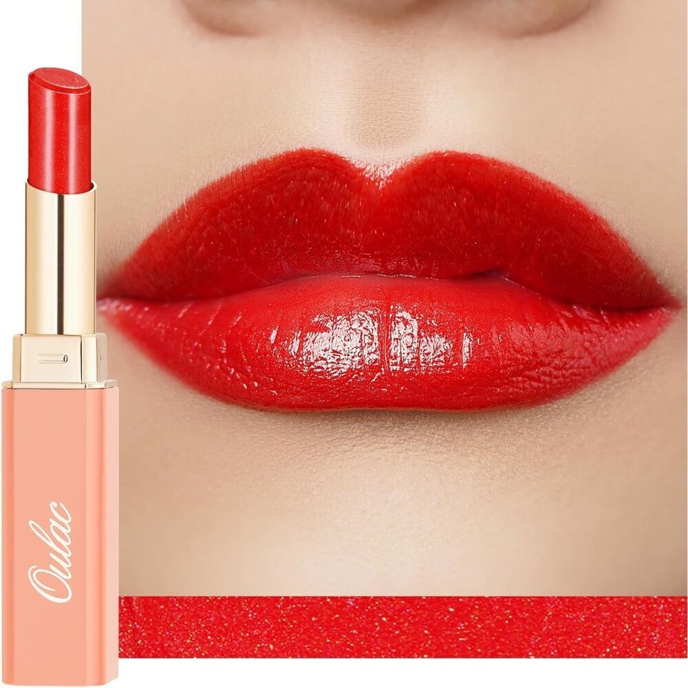 🆕 Moisturizing Red Lipstick Hydrating Juicy Look Glossy Finish Vegan Lip Color